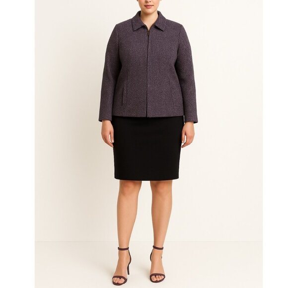 Doncaster Womens Sz 6 Silk Wool Purple Business Jacket Zip Front Pockets Career - Picture 2 of 13